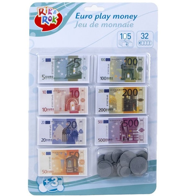 Rik&Rok Euro Leikkirahat, 105 seteliä ja 32 kolikkoa, 137 osaa